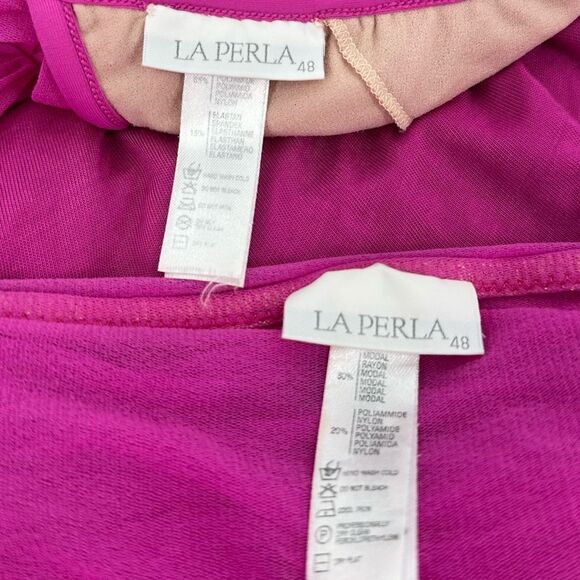 LA PERLA Pink Halter Cover Up Dress & Bikini Top Sz 48 US 12 - Picture 11 of 13